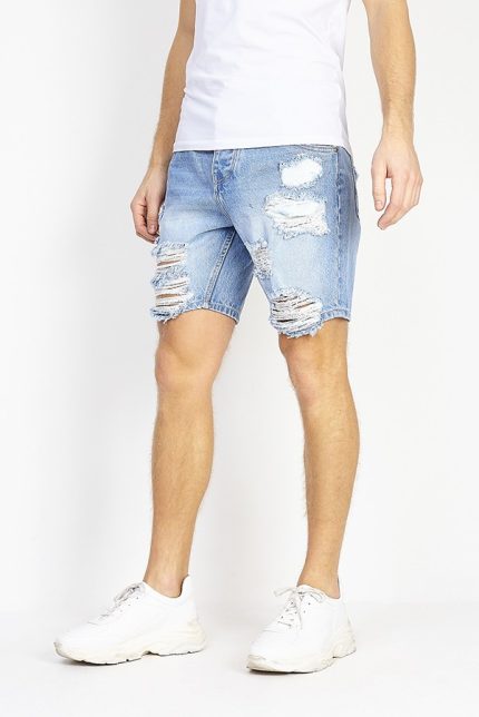 DENIM DISTRESSED SHORTS
