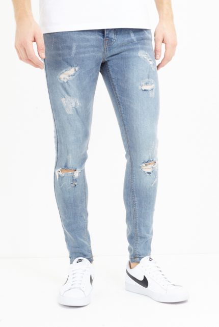 Mens SKINNY FIT WASH RIPPED JEANS - Sattari Garments