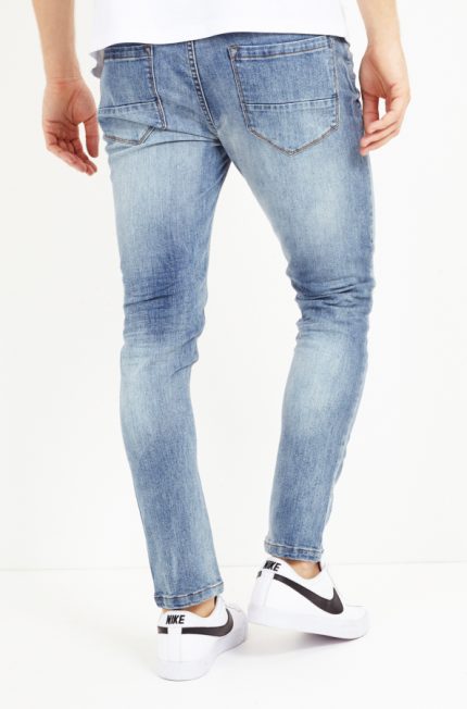 MENS BLEACHED DENIM RIPPED SKINNY JEANS