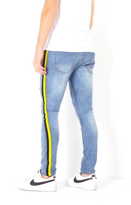 Mens SIDE SEAM TAPE DETAIL DISTRESSED JEANS - Sattari Garments